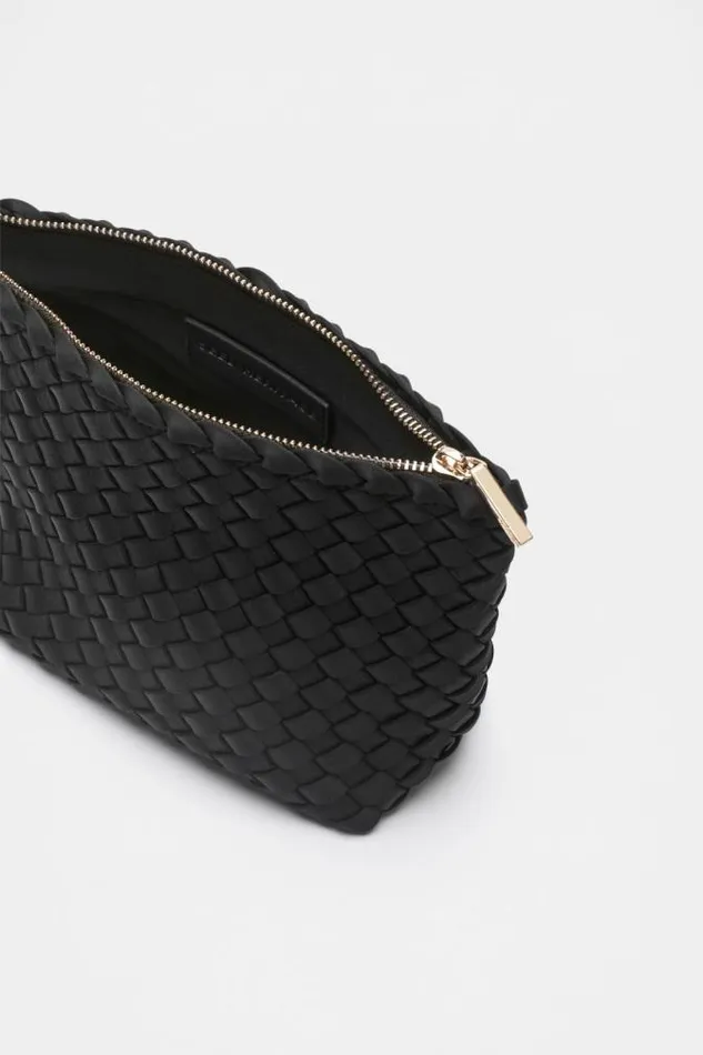 Women Clutches and Pouches Seed Heritage Woven Textured Pouch Black