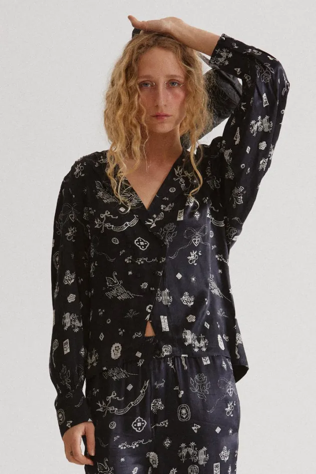 Women Coords Damson Madder Clairo Blouse 8211 Symbol Print