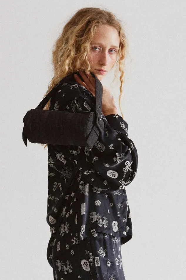 Women Coords Damson Madder Clairo Blouse 8211 Symbol Print