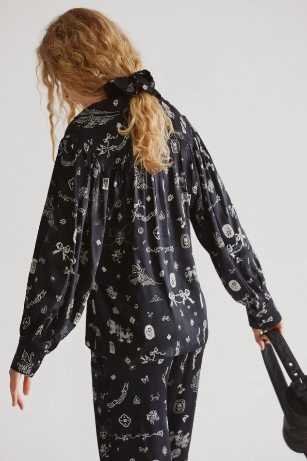 Women Coords Damson Madder Clairo Blouse 8211 Symbol Print