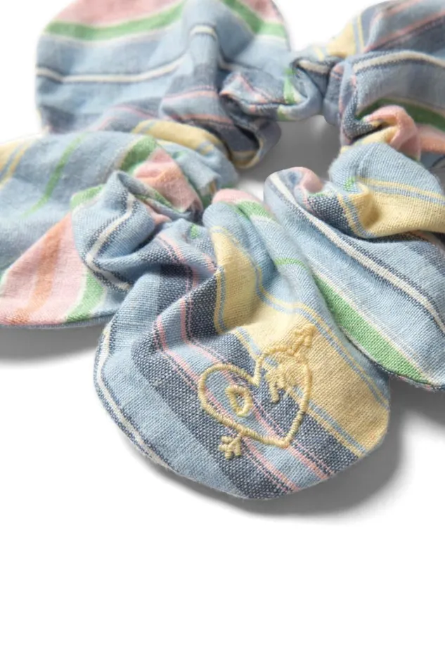 Women Coords Damson Madder Flower Scrunchie In Multi Colour Stripe