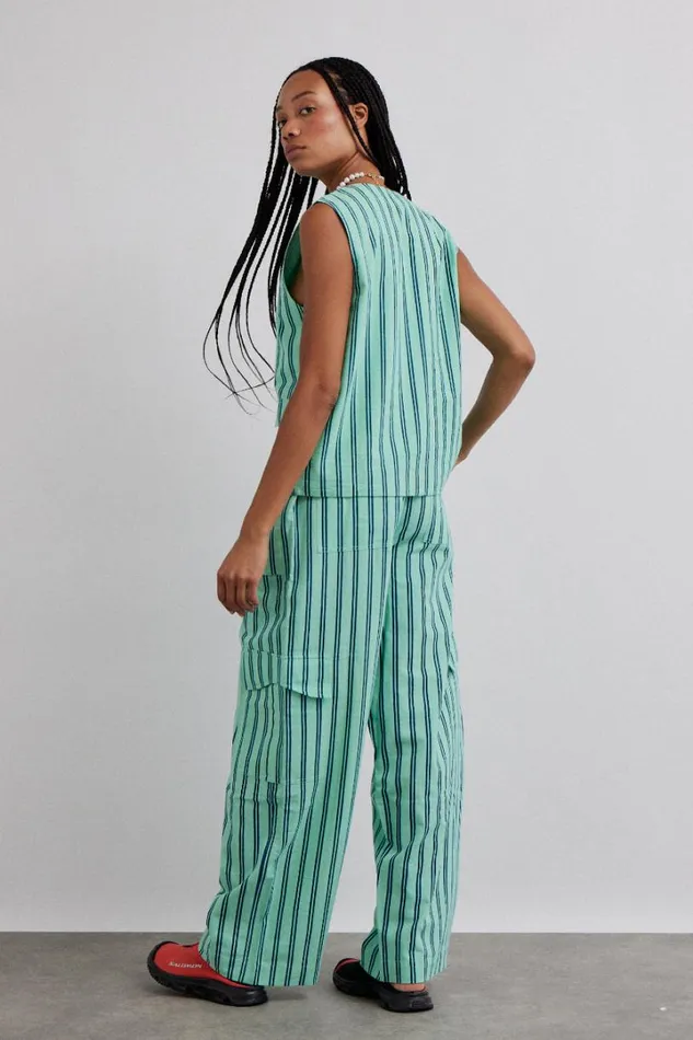Women Coords Damson Madder Sydney Coastal Cargo Pants 8211 Mint Stripe