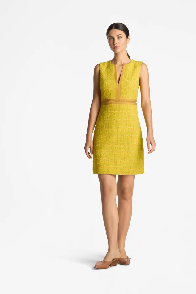 Women Cocktail and Party St John Lurex Tweed Sleeveless Dress Sunflower Multi Women Cocktail and Party St John Lurex Tweed Sleeveless Dress Sunflower Multi