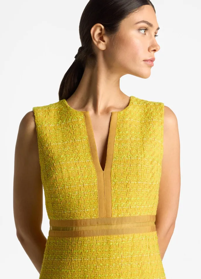 Women Cocktail and Party St John Lurex Tweed Sleeveless Dress Sunflower Multi Women Cocktail and Party St John Lurex Tweed Sleeveless Dress Sunflower Multi