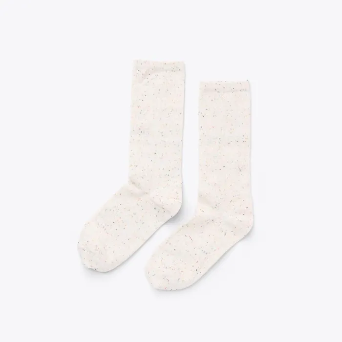 Women Cotton Crew Sock Ivory Multicolor Marl Nisolo Socks