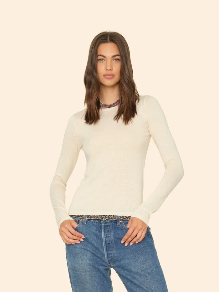 Women Cream Crewe Sweater Sweaters and Jackets XRENA