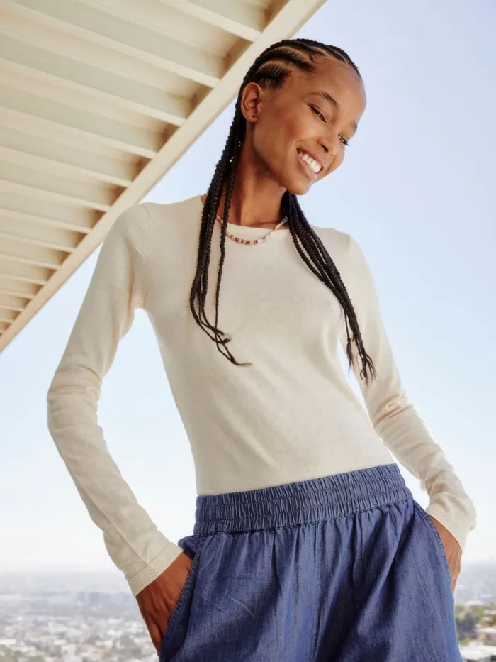 Women Cream Crewe Sweater Sweaters and Jackets XRENA Women Cream Crewe Sweater Sweaters and Jackets XRENA