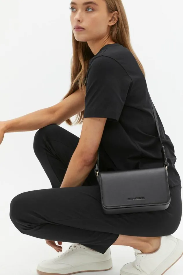 Women Cross Body Seed Heritage Logo Trim Crossbody Bag Black