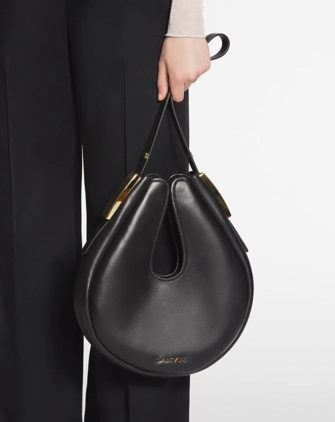 Women Crossbody Bags and Shoulder Bags Lanvin Hobo Cymbal Leather Bag Black Women Crossbody Bags and Shoulder Bags Lanvin Hobo Cymbal Leather Bag Black