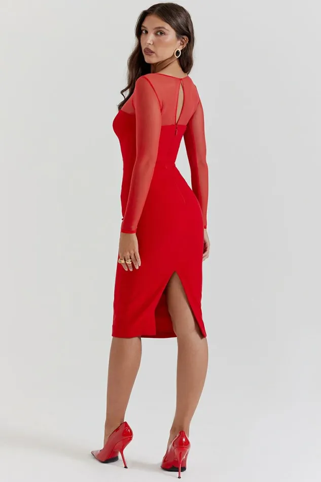 Women Darcy Scarlet Plunge Midi Dress House Of CB Dresses Women Darcy Scarlet Plunge Midi Dress House Of CB Dresses