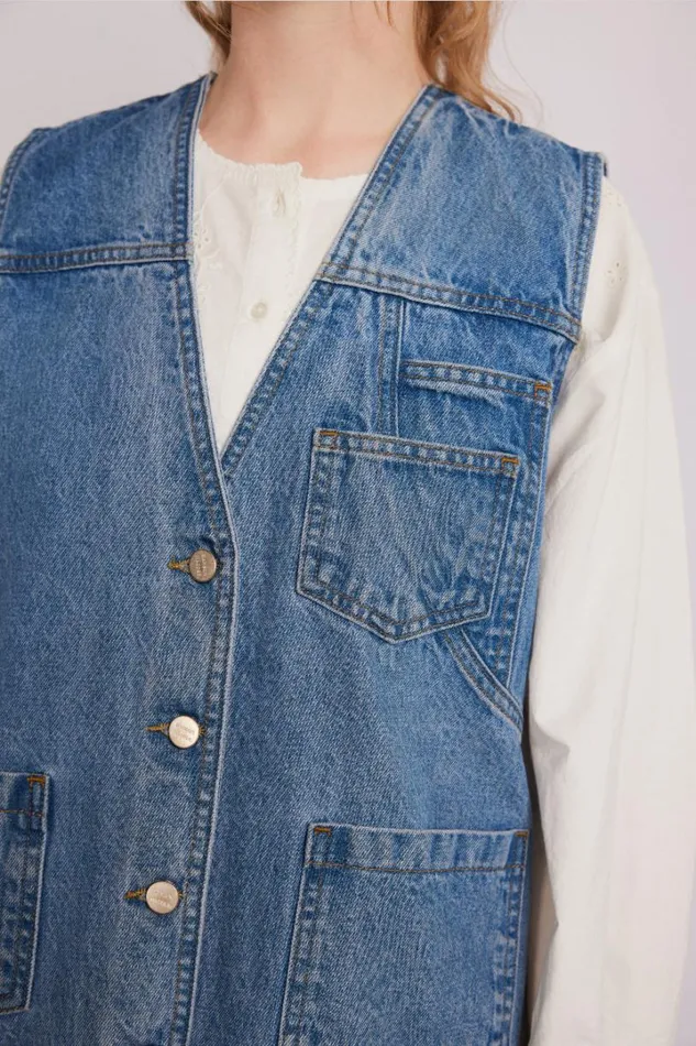 Women Denim Damson Madder Billie Denim Gilet 8211 Vintage Wash