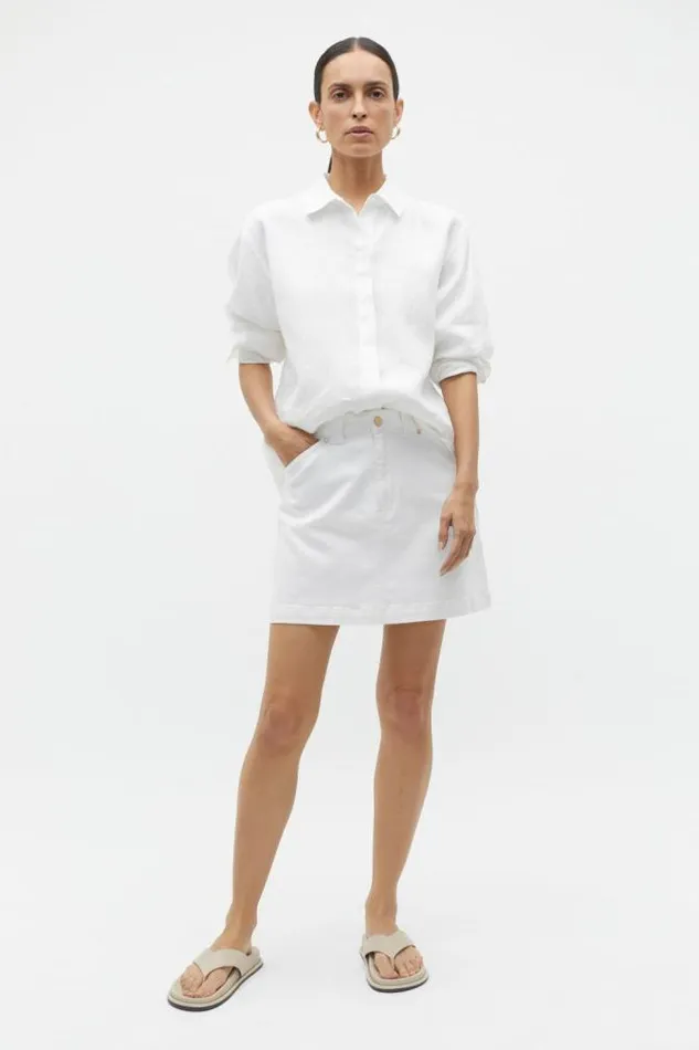 Women Denim Seed Heritage Denim Mini Skirt White