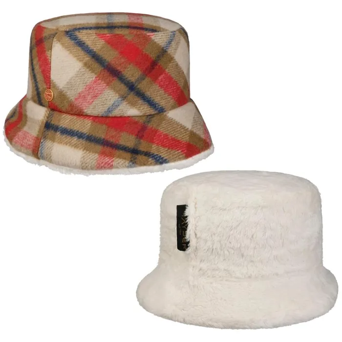 Women Doriet Check Bucket Reversible Hat Blue Mayser Bucket Hats