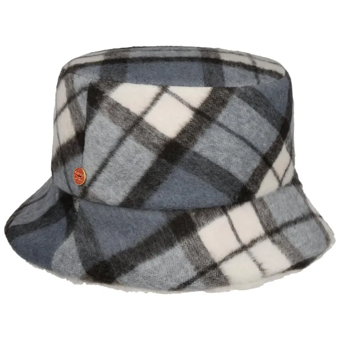 Women Doriet Check Bucket Reversible Hat Blue Mayser Bucket Hats