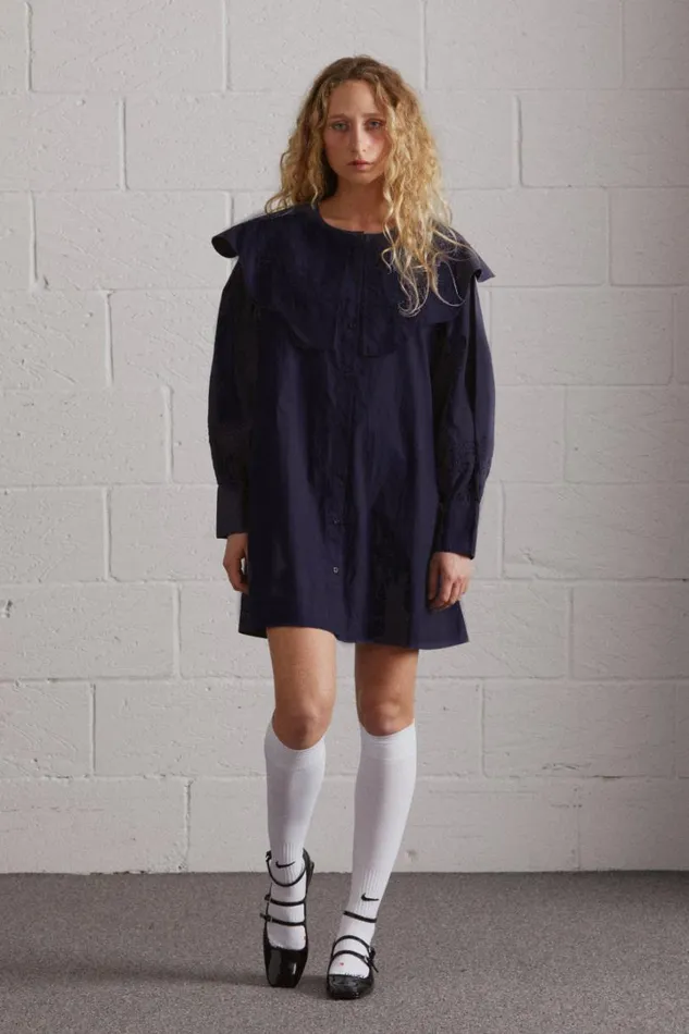 Women Dresses Damson Madder Mimi Mini Dress 8211 Navy Broderie