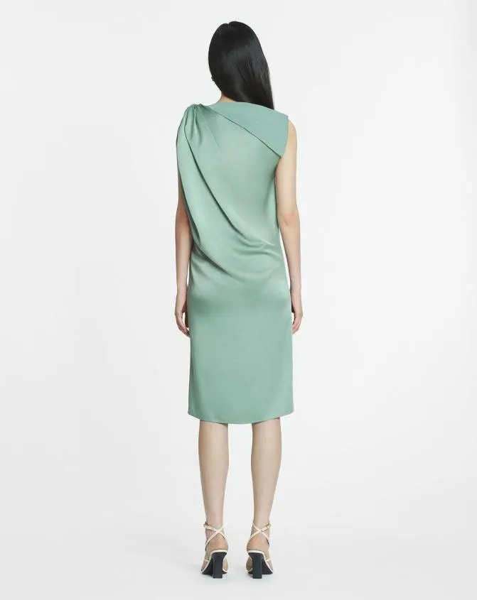 Women Dresses Lanvin Arpge Ring Draped Satin Dress Vert De Gris Women Dresses Lanvin Arpge Ring Draped Satin Dress Vert De Gris