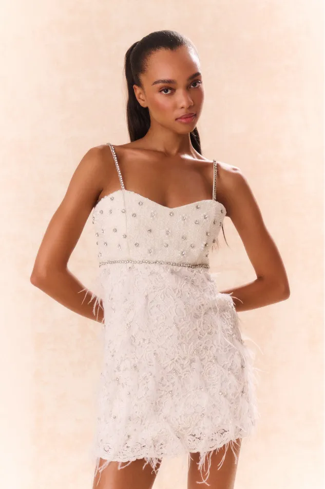 Women Dresses LoveShackFancy Brianne Beaded Mini Dress Cream
