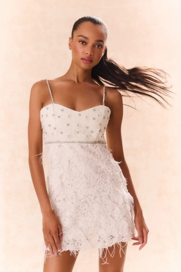 Women Dresses LoveShackFancy Brianne Beaded Mini Dress Cream
