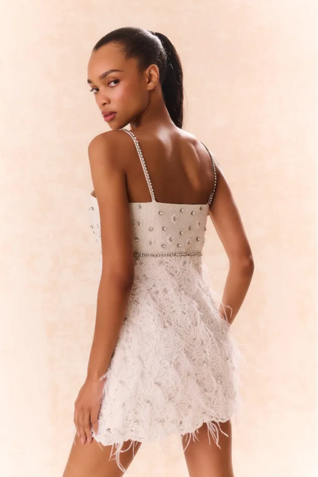 Women Dresses LoveShackFancy Brianne Beaded Mini Dress Cream