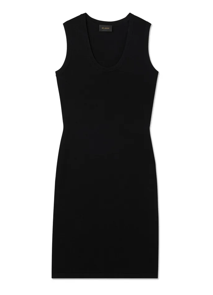 Women Dresses St John Santiago Knit Scoop Neck Dress Black