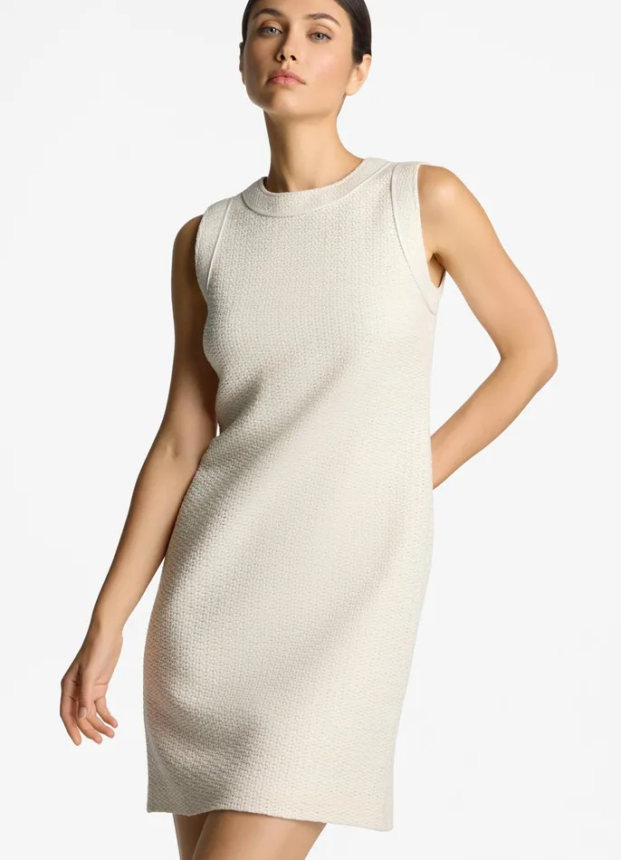 Women Dresses St John Textured Open Weave Dress Ivory Multi Women Dresses St John Textured Open Weave Dress Ivory Multi