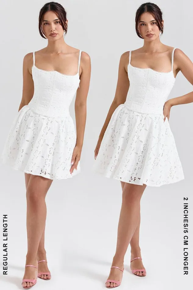 Women Elara White Broderie Anglais Mini Dress House Of CB Dresses