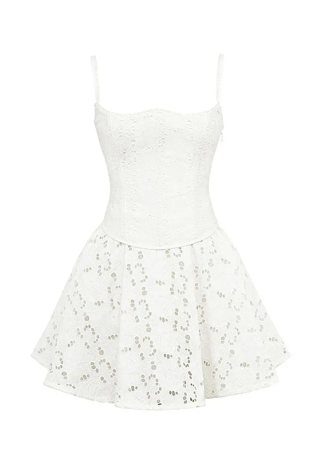 Women Elara White Broderie Anglais Mini Dress House Of CB Dresses