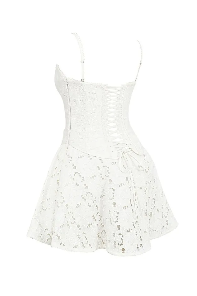 Women Elara White Broderie Anglais Mini Dress House Of CB Dresses