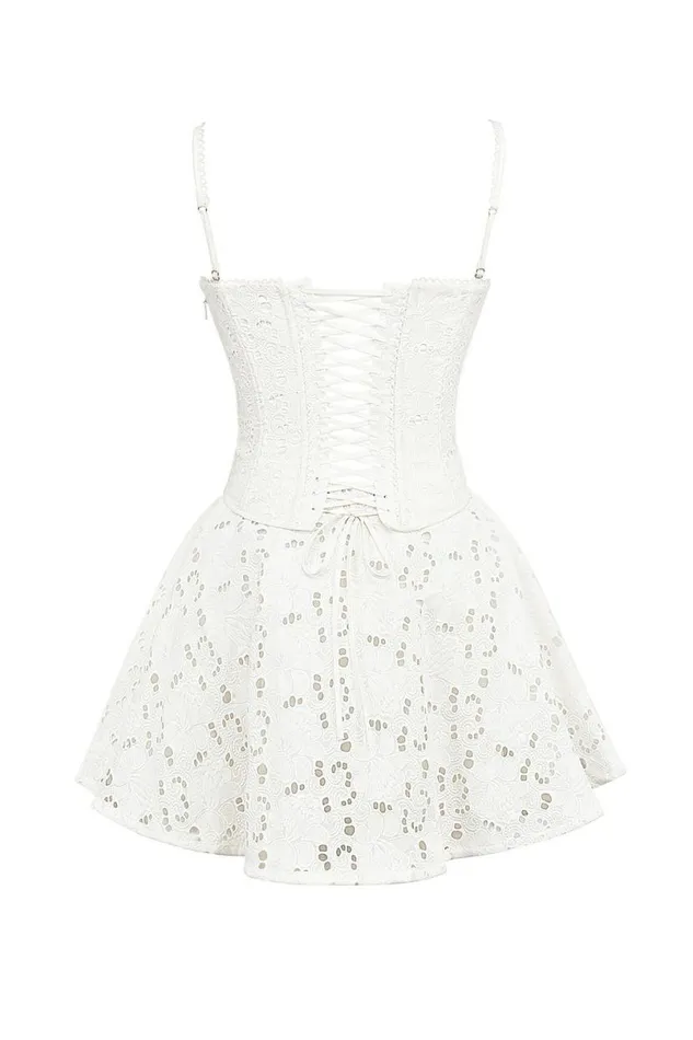Women Elara White Broderie Anglais Mini Dress House Of CB Dresses