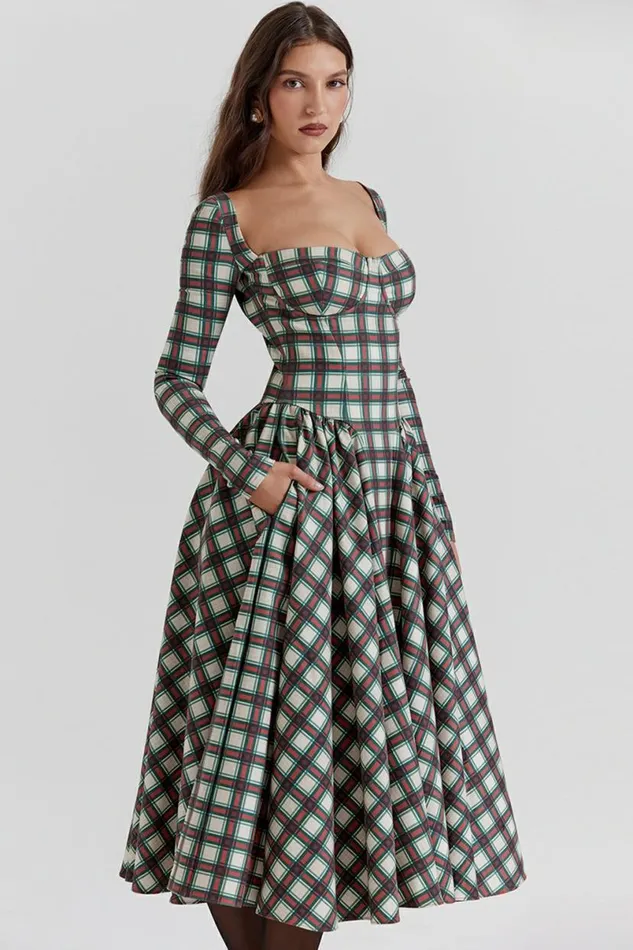 Women Eliza Red Tartan Corset Midi Dress House Of CB Dresses Women Eliza Red Tartan Corset Midi Dress House Of CB Dresses