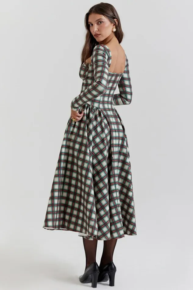 Women Eliza Red Tartan Corset Midi Dress House Of CB Dresses Women Eliza Red Tartan Corset Midi Dress House Of CB Dresses
