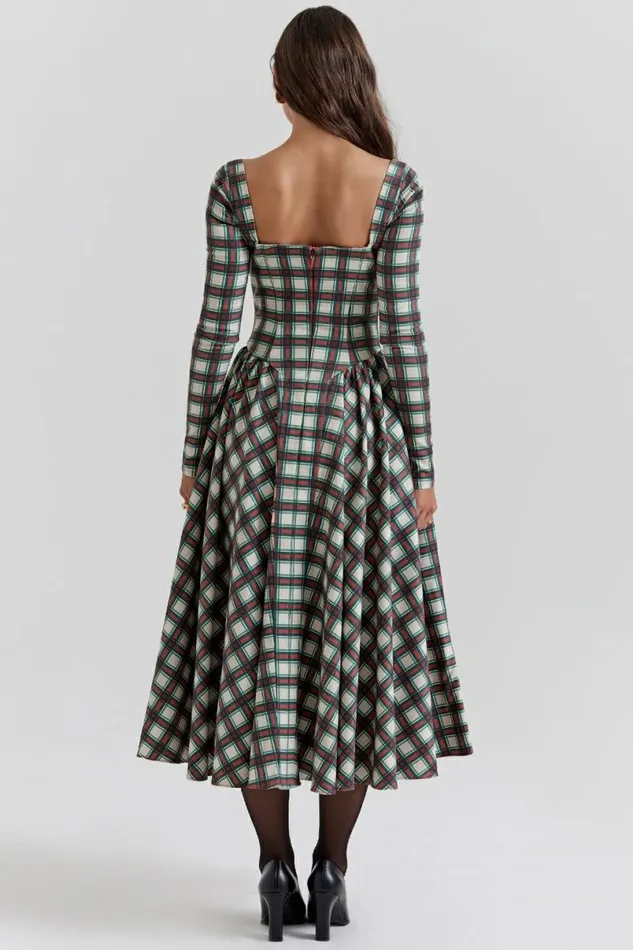 Women Eliza Red Tartan Corset Midi Dress House Of CB Dresses Women Eliza Red Tartan Corset Midi Dress House Of CB Dresses