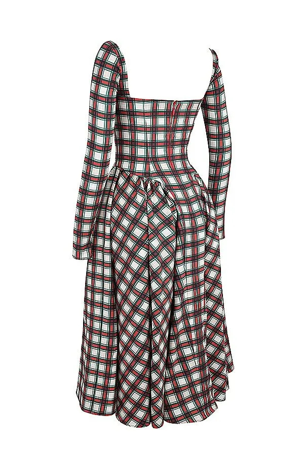 Women Eliza Red Tartan Corset Midi Dress House Of CB Dresses Women Eliza Red Tartan Corset Midi Dress House Of CB Dresses