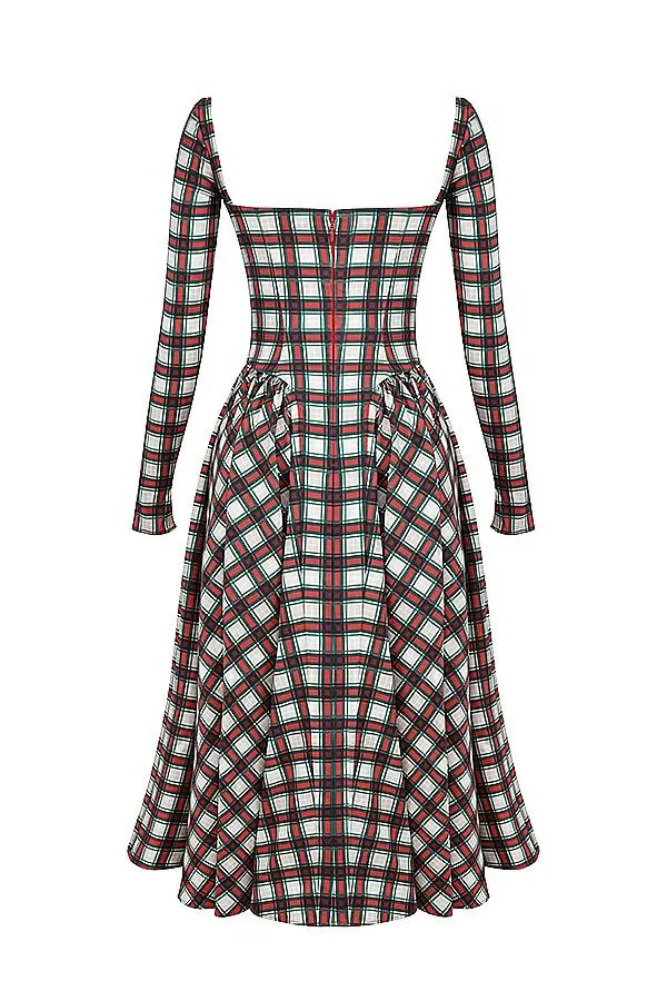 Women Eliza Red Tartan Corset Midi Dress House Of CB Dresses Women Eliza Red Tartan Corset Midi Dress House Of CB Dresses