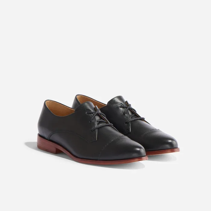 Women Emilia Cap Toe Oxford Black Nisolo Loafers and Mules