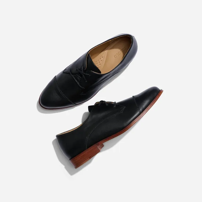 Women Emilia Cap Toe Oxford Black Nisolo Loafers and Mules