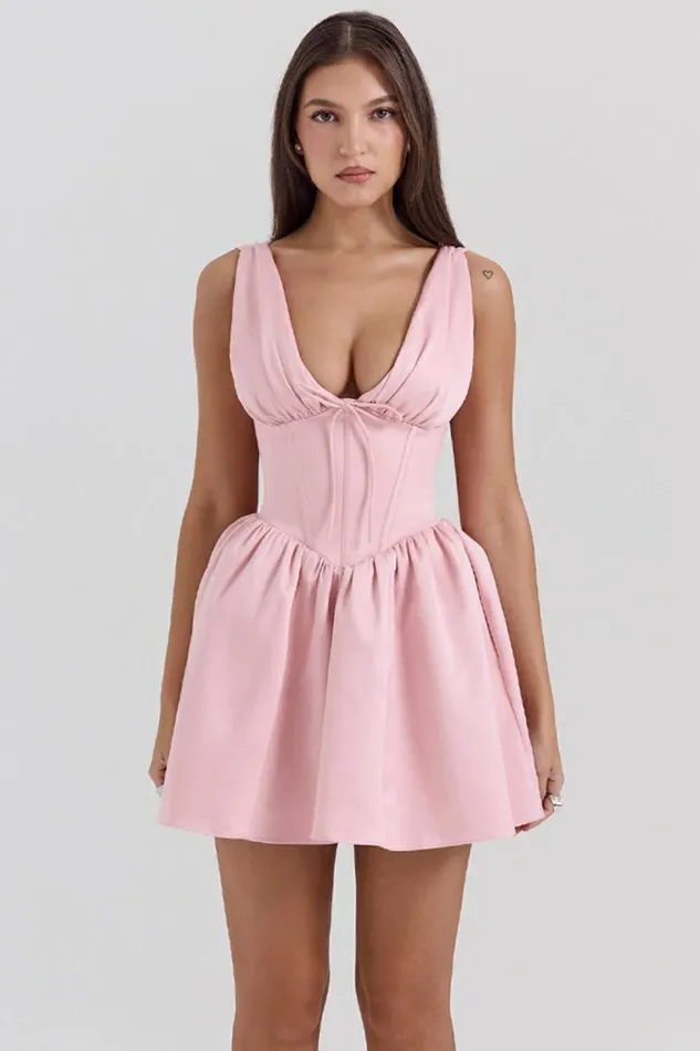 Women Emmeliette Powder Pink Satin Mini Dress House Of CB Dresses