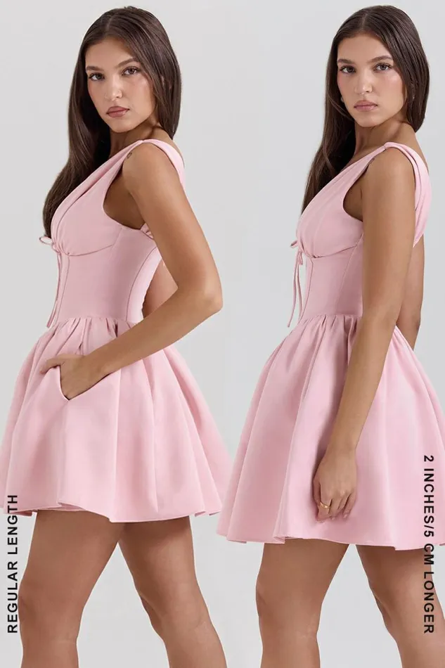 Women Emmeliette Powder Pink Satin Mini Dress House Of CB Dresses Women Emmeliette Powder Pink Satin Mini Dress House Of CB Dresses