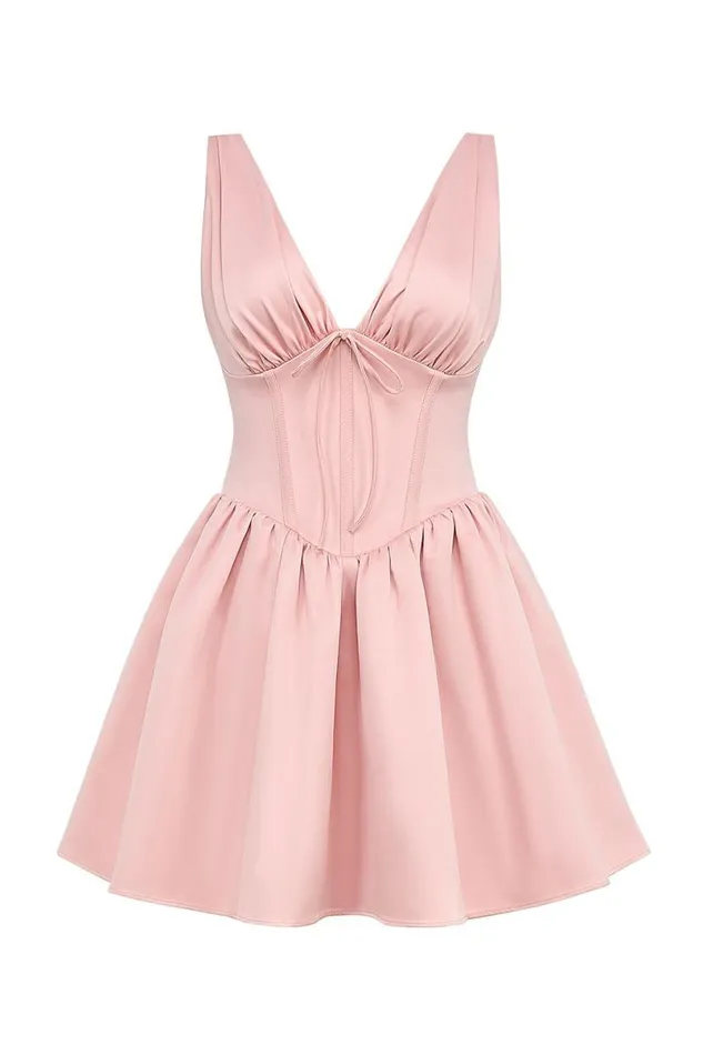 Women Emmeliette Powder Pink Satin Mini Dress House Of CB Dresses Women Emmeliette Powder Pink Satin Mini Dress House Of CB Dresses