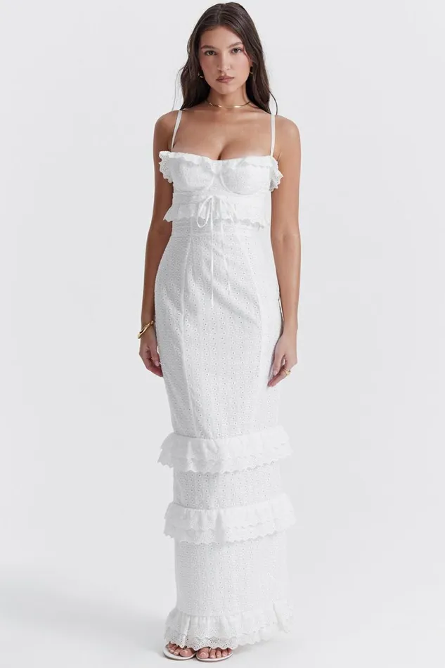 Women Eve White Broderie Maxi Dress House Of CB Dresses
