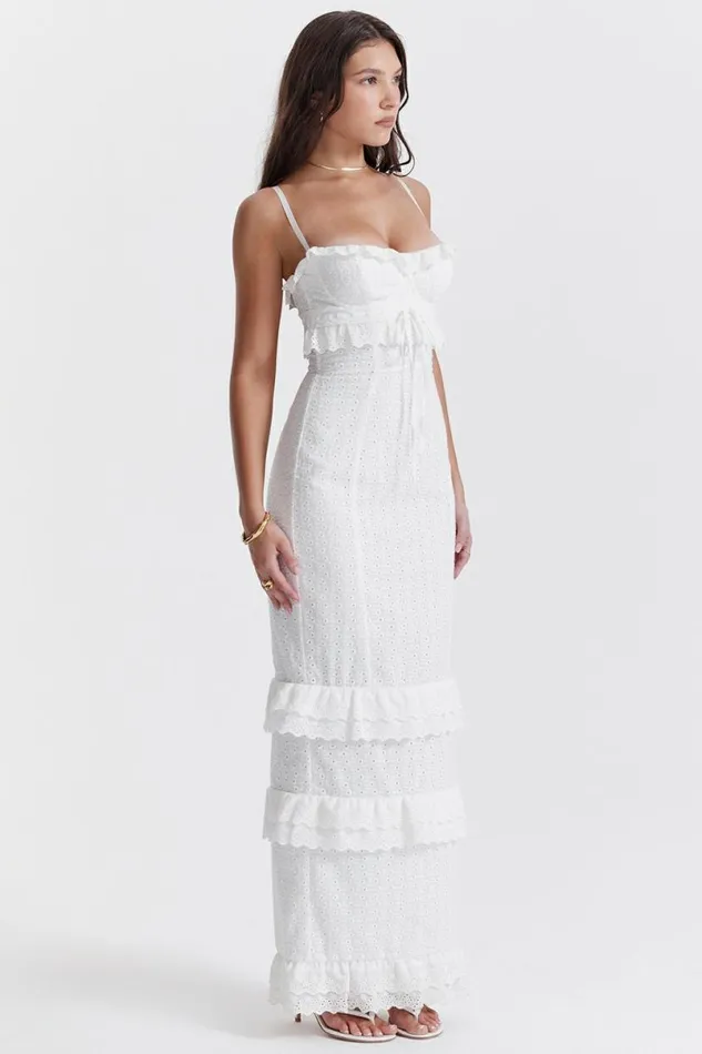 Women Eve White Broderie Maxi Dress House Of CB Dresses