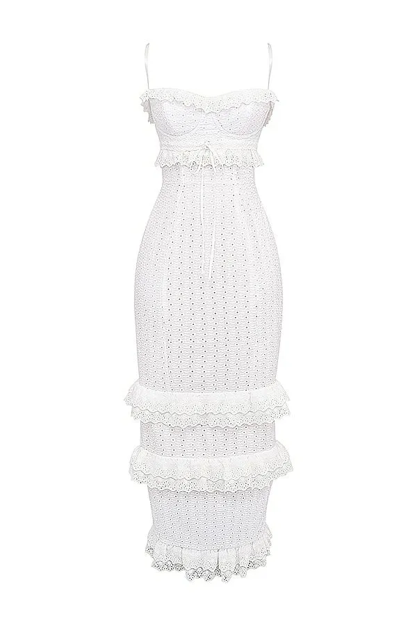 Women Eve White Broderie Maxi Dress House Of CB Dresses