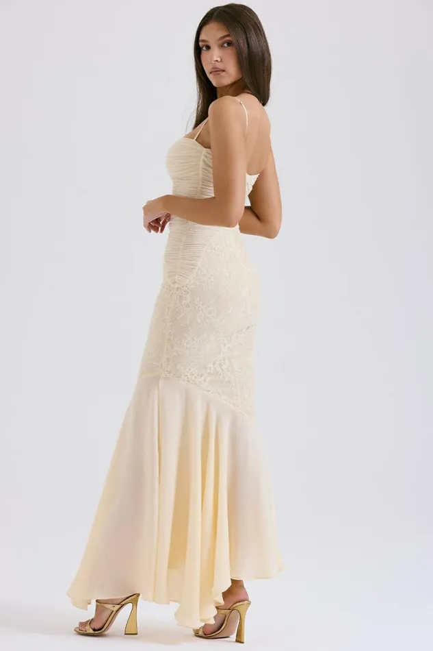 Women Felicia Vanilla Chiffon and Lace Gown House Of CB Dresses Women Felicia Vanilla Chiffon and Lace Gown House Of CB Dresses