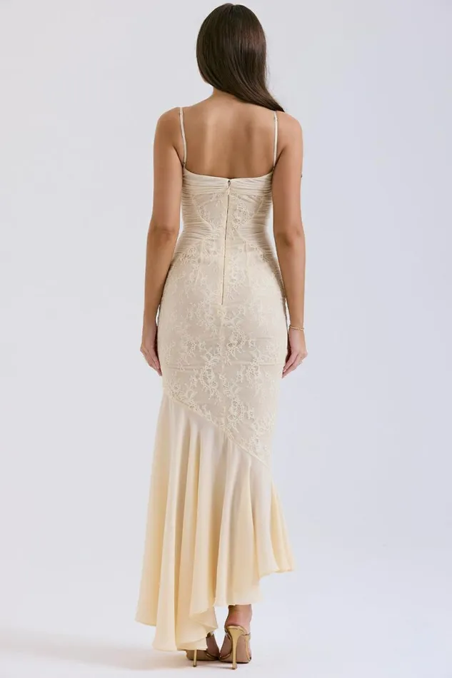 Women Felicia Vanilla Chiffon and Lace Gown House Of CB Dresses Women Felicia Vanilla Chiffon and Lace Gown House Of CB Dresses