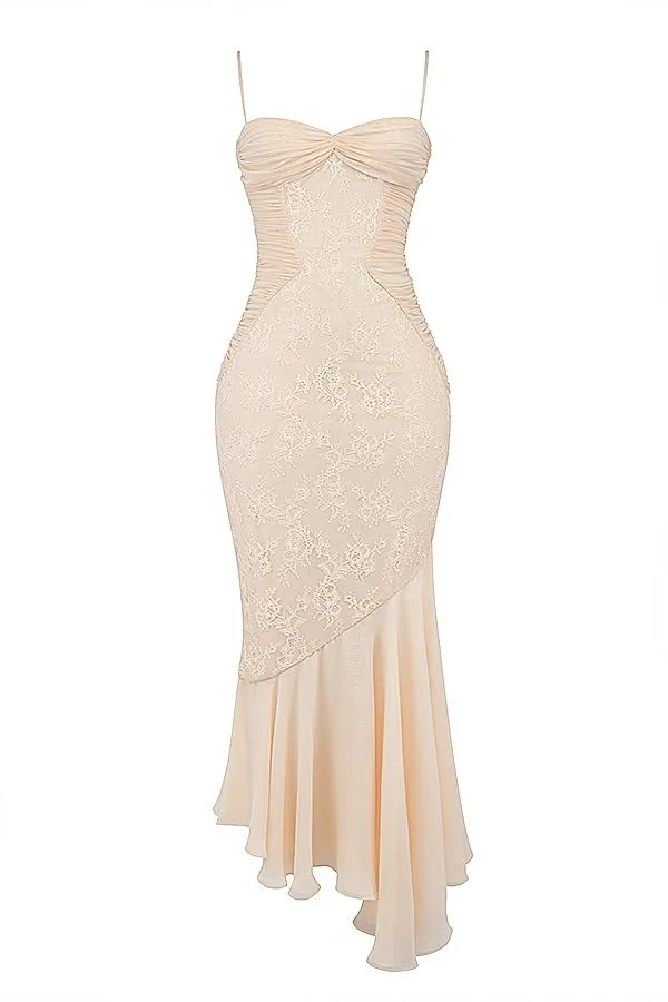 Women Felicia Vanilla Chiffon and Lace Gown House Of CB Dresses Women Felicia Vanilla Chiffon and Lace Gown House Of CB Dresses