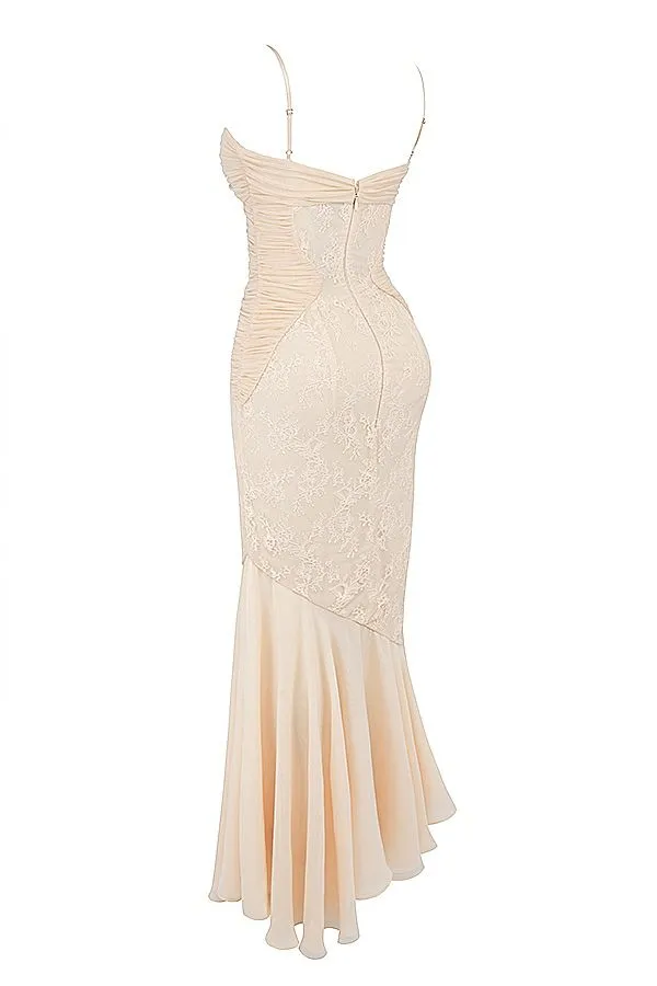 Women Felicia Vanilla Chiffon and Lace Gown House Of CB Dresses Women Felicia Vanilla Chiffon and Lace Gown House Of CB Dresses