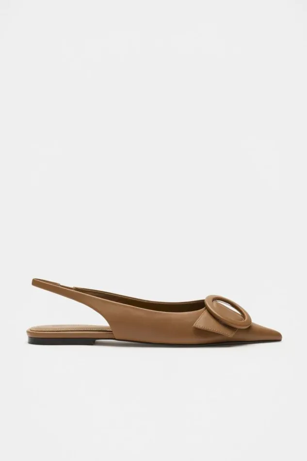 Women Flats Seed Heritage Ren Circle Buckle Slingback Toffee