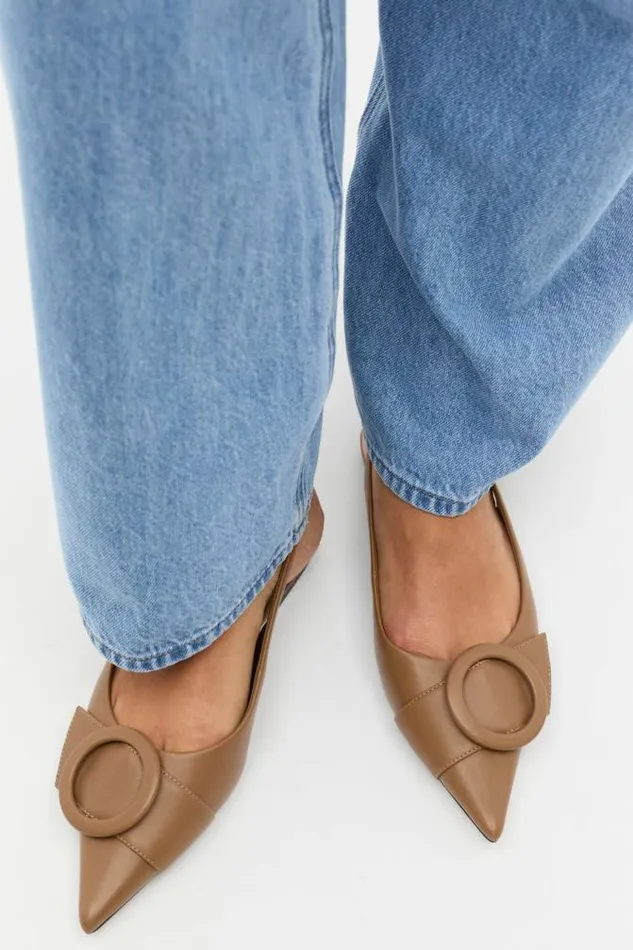 Women Flats Seed Heritage Ren Circle Buckle Slingback Toffee