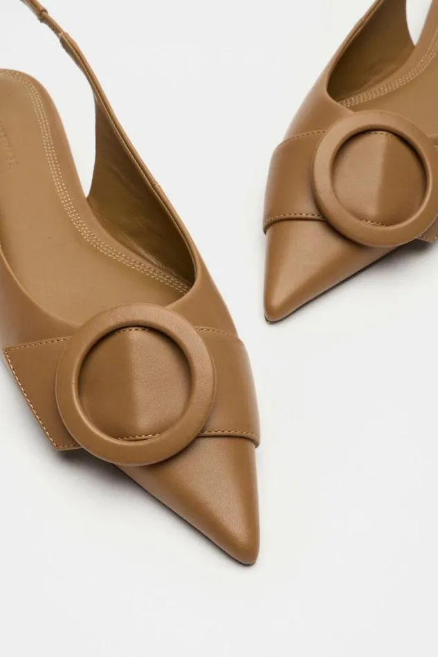 Women Flats Seed Heritage Ren Circle Buckle Slingback Toffee
