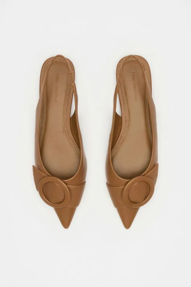 Women Flats Seed Heritage Ren Circle Buckle Slingback Toffee